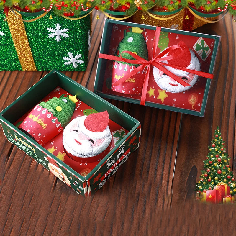 

Decorative Happy New Year 100% Cotton Hand Towel Christmas Towel Gift Embroidered Snowman Santa Claus Towel Kitchen Dish Towels