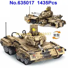 635017 1435 шт военная база трансформационный танк с оружейным строительным блоком 1 фигурка игрушки
