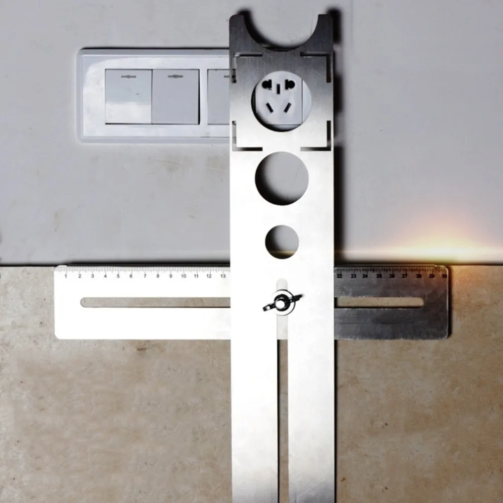 Tile Marble Glass Ceramic Floor Drilling Hole Guide Tools Hole Opener Locator Adjustable Position Ruler Puncher Locator