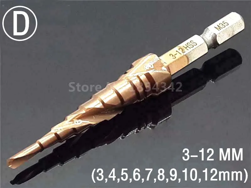 HSS CO M35 4-12/3-14/3-12 мм спиральный паз Broca металлический шаг конусное сверло из нержавеющей стали отверстие пилы резак древесины Электроинструмент 1/4