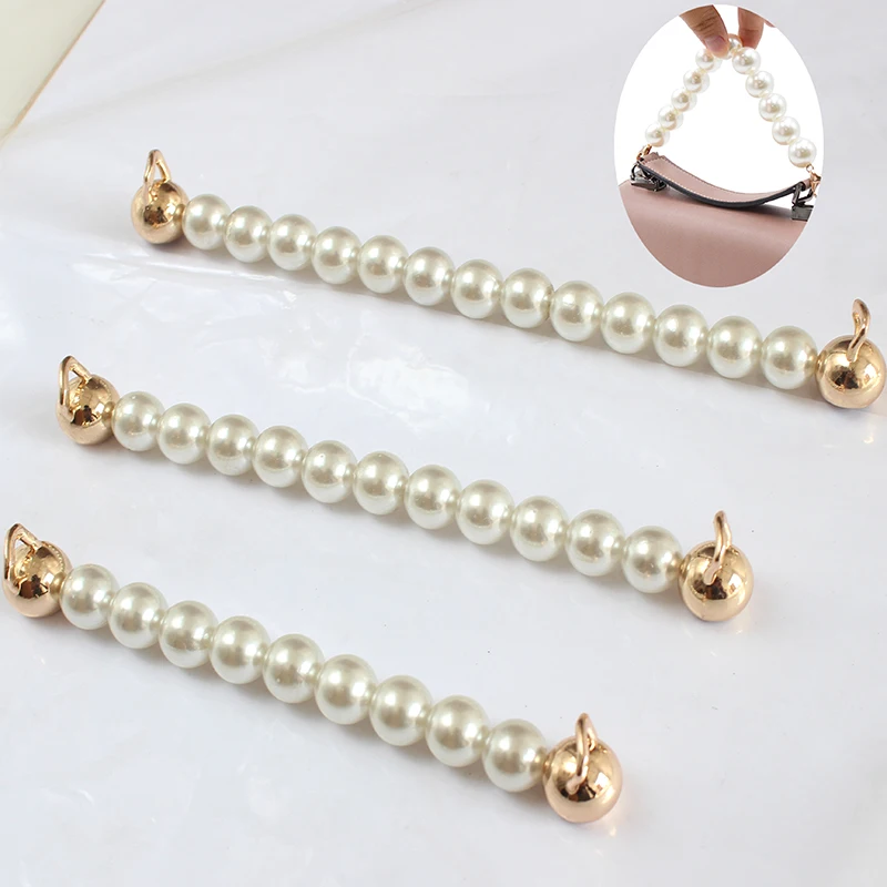 

15/18/21CM Pearl Beaded Short Bag Straps Short Shoulder Belt Purse Handle DIY Chain Bag Strap Accessories Gold White Elegant Hot