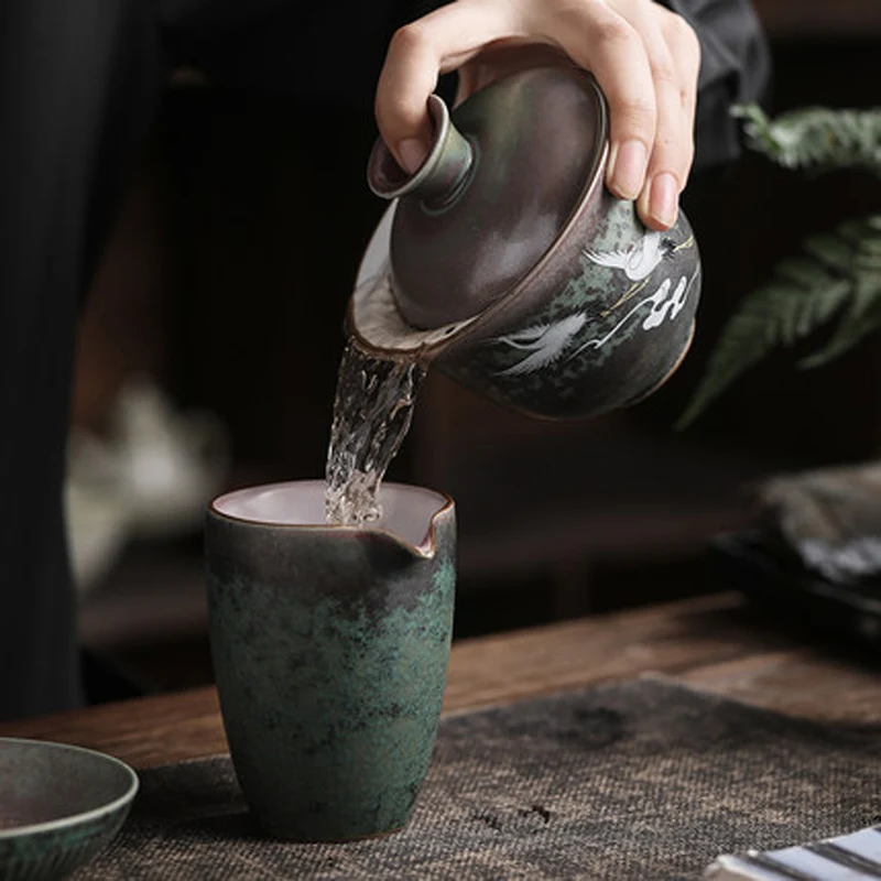 Anti-scald Large Ceramic Tea Bowl with Lid, Anti-scald Bowl, Sancai Gaiwan, Hand Painted, Cover Bow, Chinese Kungfu Tea Cup