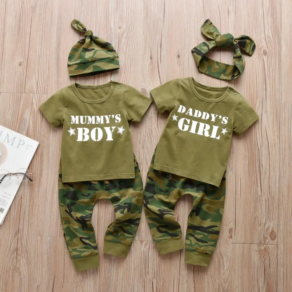 Toddler Clothing T-Shirt Short-Sleeve Newborn-Clothes-Set Baby-Boys-Girls Camouflage