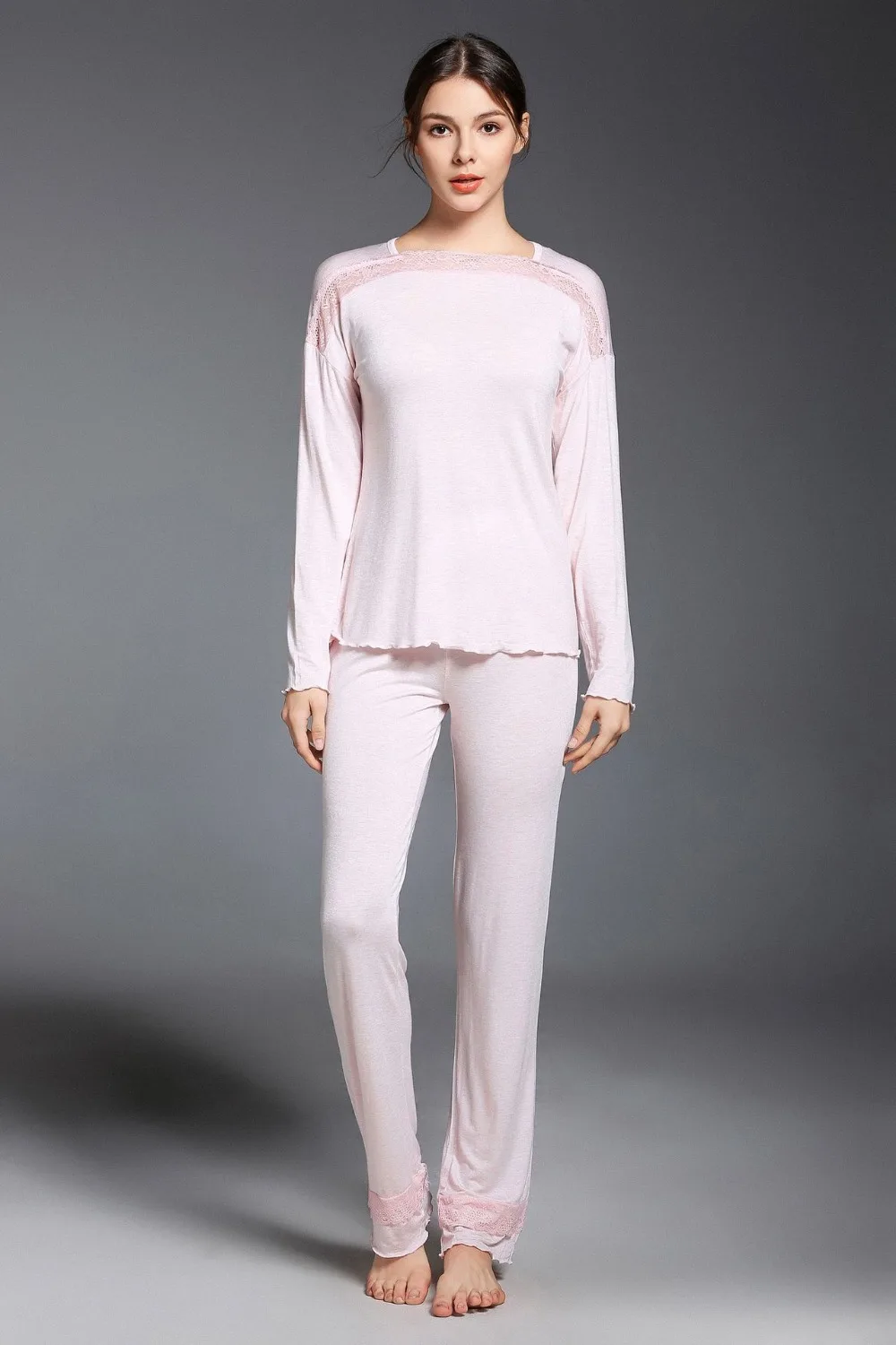 

New Pajamas Soft Sleeping Clothing For Women Spring Modal Femme Set Lace Gift Eur Size