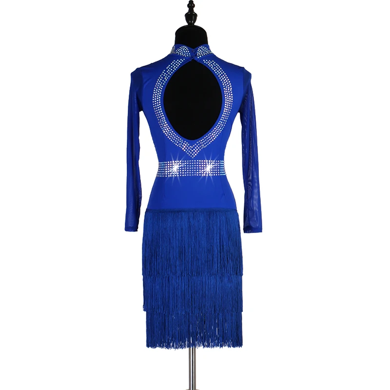 2019 Новые королевские синие латинские танцевальные платья для женщин тренировка/представление сексуальные кисточкой танцевальные костюмы