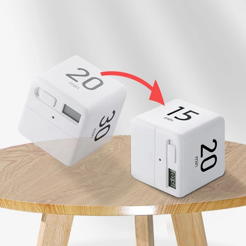 

Cubic Digital Timer Kitchen Timer Study Timer Flipping On Digital Hourglass for Kitchen University Exercises Mobilephone-Free