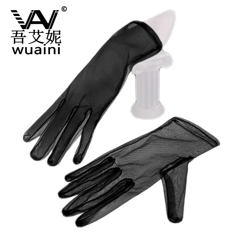Свадебные перчатки с вуалью короткие тонкие сетчатые скрытые через платье черные и белые перчатки с манжетами