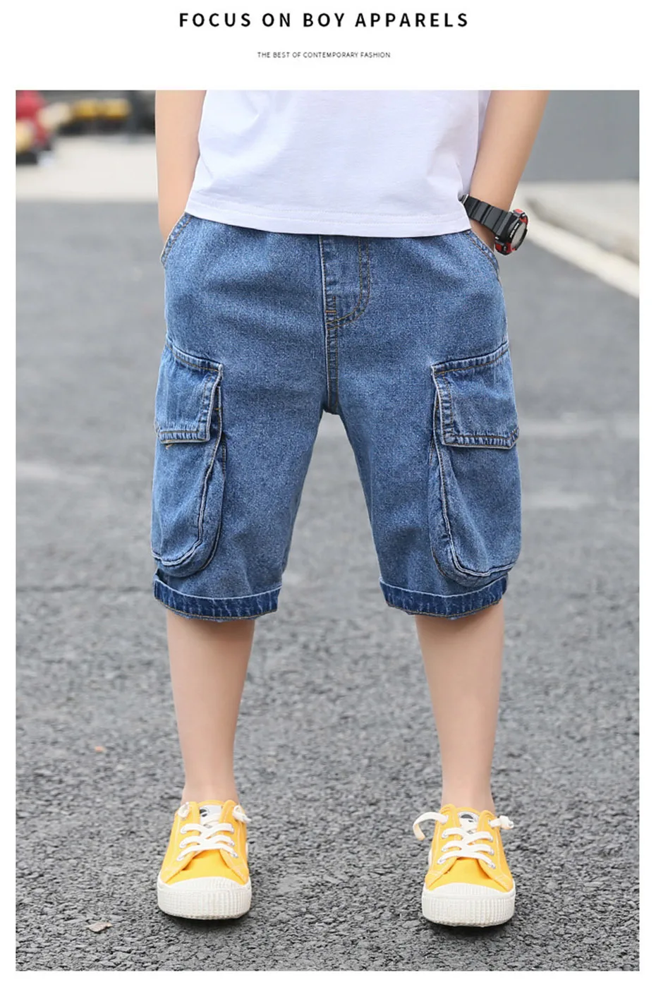 Джинсы для мальчиков; брюки Повседневное Стиль для маленьких мальчиков короткие джинсы однотонные детские джинсы на возраст 6, 8, 10, 12 лет, 13, 14 лет, одежда для подростков