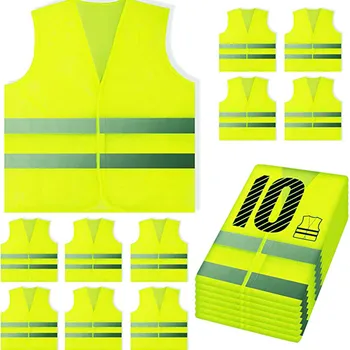 

10 pc High Visibility Riding Running Reflective Vest Security Equipment Night Work Tops Walking Cycling Sports At Night Safer