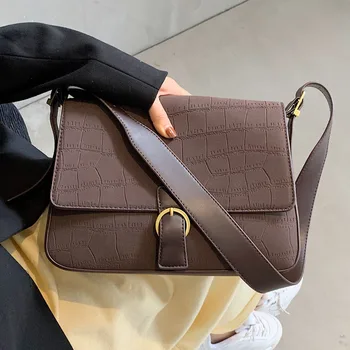 

Crocodile pattern Square Armpit bag 2020 New High quality Matte PU Leather Women's Handbag Vintage High capacity Shoulder Bags