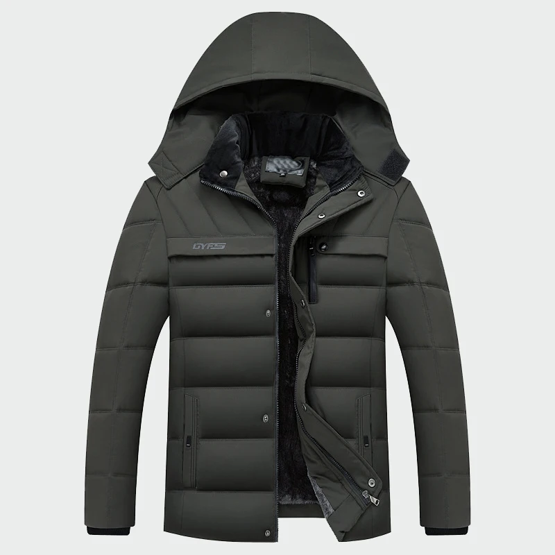Army Green Premart новая парка пальто Мужская зимняя теплая Толстая куртка с капюшоном Мужская модная однотонная мужская повседневная брендовая одежда LK012 - Цвет: Army Green