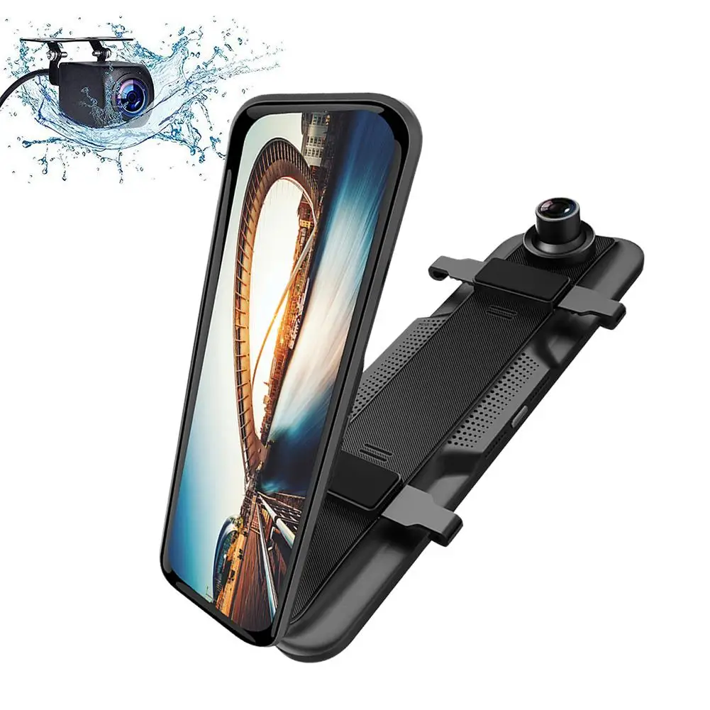 Car DVR LED Full Screen Double Lens Recording Rear View Mirror 10 Inch 1080p HD WDR Night Vision Car Recorder Parking Monitor