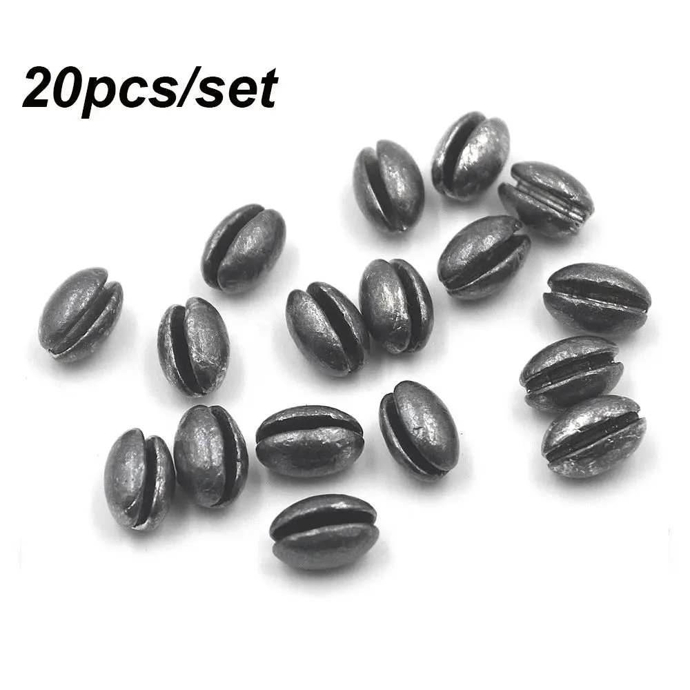 20PCS/Bag 1B to 7B Line Sinkers Weights opening Mouth Round Shot Hook Connector Fishing Lead fall Sinker Olive Shaped | Спорт и