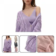 

Warm Casual Solid Color V Neck Sweater Lady Autumn Sweater Long Sleeve for Office