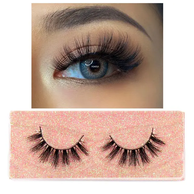 FOXESJI Makeup Eyelashes 3D Mink Lashes Fluffy Soft Wispy Natural Cross Eyelash Extension Reusable Lashes Mink False Eyelashes K37