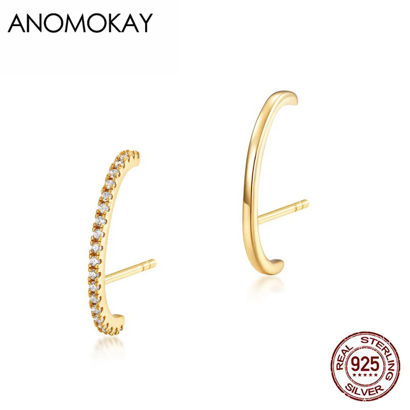 

Женские классические серьги с белым цирконием Anomokay, повседневные серьги золотого цвета из 100% стерлингового серебра 925 пробы, модный подарок