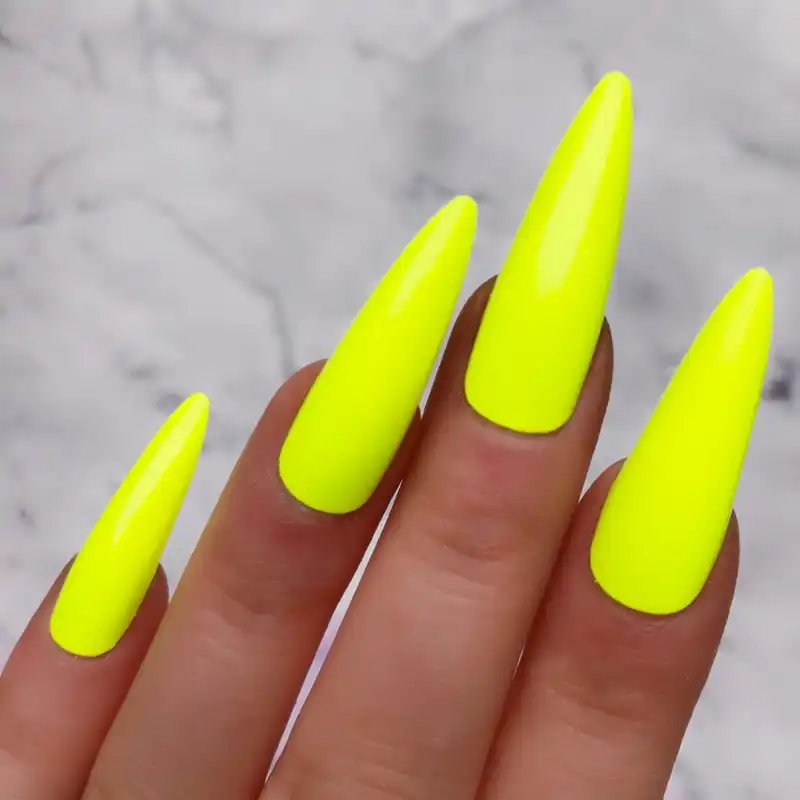 Neon Green Faux Ongles Long Stiletto Artificial Fake Nails With Glue Sticker Full Cover Halloween Impress Press On Nails False Aliexpress