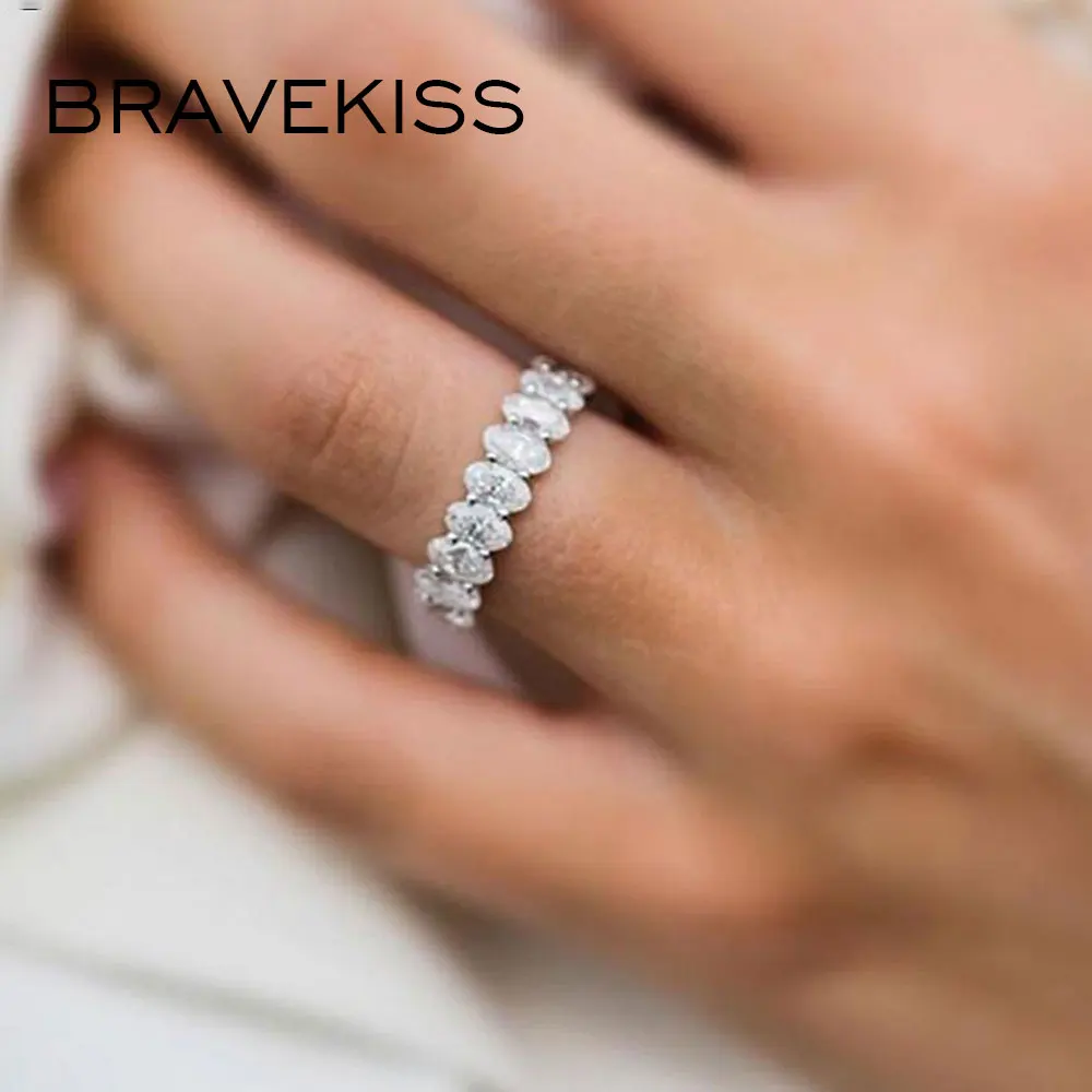 Bravekiss серебряные кольца вечность Bague для женщин Роскошные обручальные кольца кольцо с кубическим цирконием подарки модные ювелирные изделия UR0580A