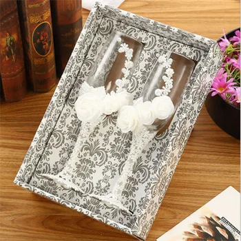 

Wedding Decoration 2pcs Set Classic Elegant Box Champagne Bride and Groom Couple Glass Cup