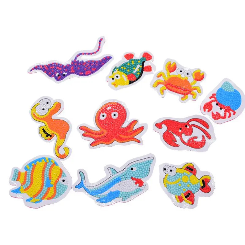 10pcs DIY Animals Patterns Painting Diamond Embroidery Kit Double Face Sticker Handmade Home Decor For Children Kids Q6PE