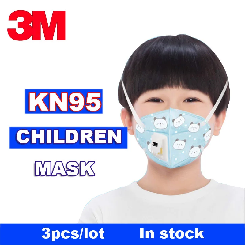 

3pcs 3M Mask for Children Dustproof KN95 Respirator Anti-fog PM2.5 Anti influenza Breathable Kids Safety Breathing Masks
