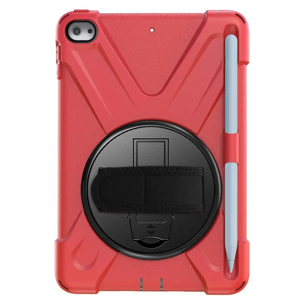 red Детский противоударный чехол для iPad Mini 5 4, вращающийся на 360 градусов, прочный Чехол из поликарбоната с ремешком на руку, чехол-подставка для iPad Mini 4 5, чехол - Цвет: red