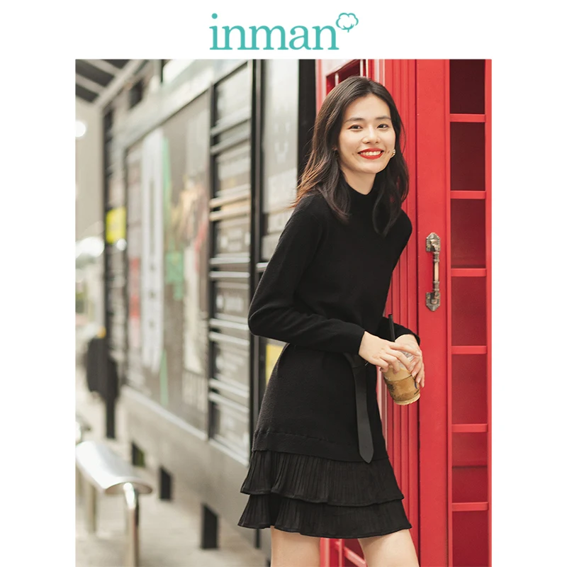 INMAN 2019 Осень Зима Новое поступление Элегантный маленький отложной воротник