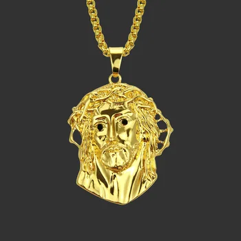 

Luxury Charming Christian Gold Jesus head pendant Necklace For Women Men Hip Hop Cool jewelry Fashion Punk Christmas Gifts