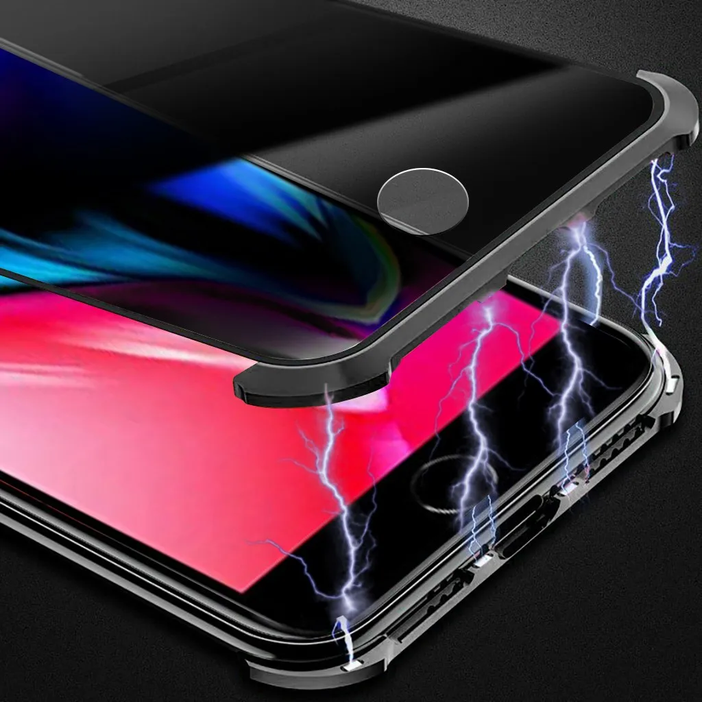 Защищающий от подсматривания магнитной адсорбции чехол для iPhone 7/8 плюс корпус металлический бампер Стекло чехол для iPhone 7/8 плюс FW3