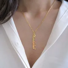 

Stainless Steel Customized Name For Women Personalized Vertical Pendant Name Gold Color Jewelry Birthday Customized Gift BFF