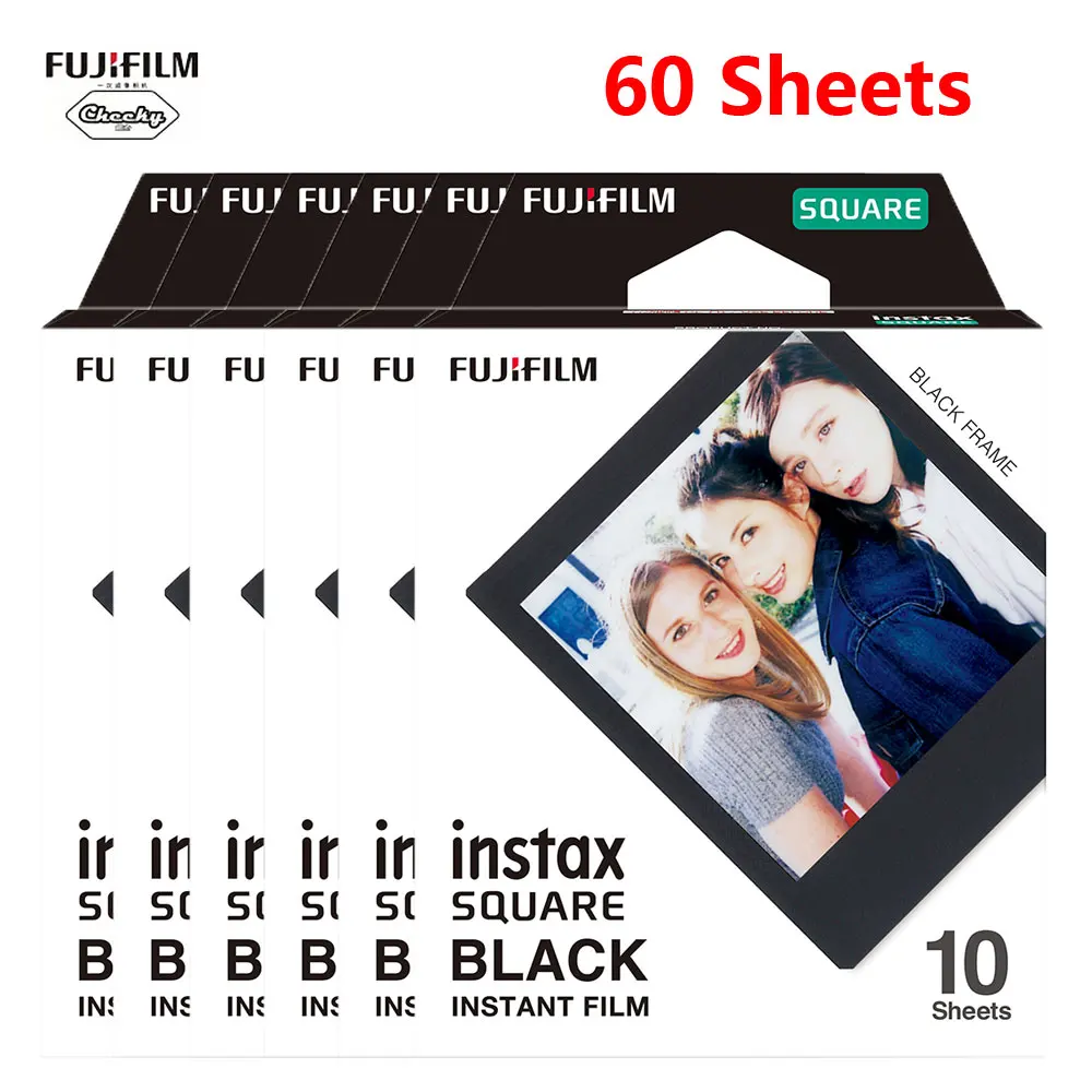 10 20 30 40 50 60 листов Fujifilm Instax Mini пленка черная мгновенная фотобумага для SQUARE SQ20 SQ10 SQ6