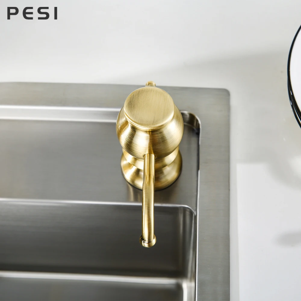 Detergent Liquid Soap Dispensers Hand Wash Dispenser Soap Pump Bottle For Kitchen Sink Liquid Kitchen Organize Brass & ABS