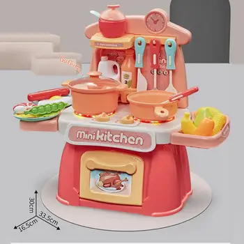 

Children Girls Simulation Mini Kitchen Cart Role Play Toy Set Kids Pretend Cook play Toy Food Education Toys For Gifts