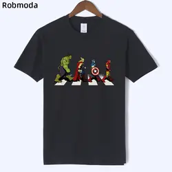 2019 летняя Новинка, Мужская футболка с Мстителями, футболка с принтом «мстители», «Дорога», «супергерой», 100% хлопок, топы с короткими