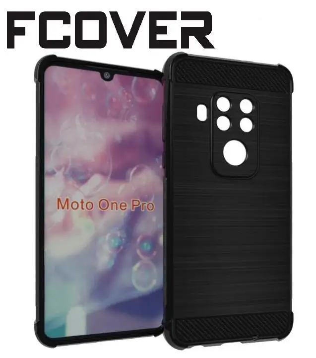 

For Motorola One Pro / Motorola One Zoom Case+Tempered Glass Soft Gel Skin Carbon Fiber Silicon Phone Cover