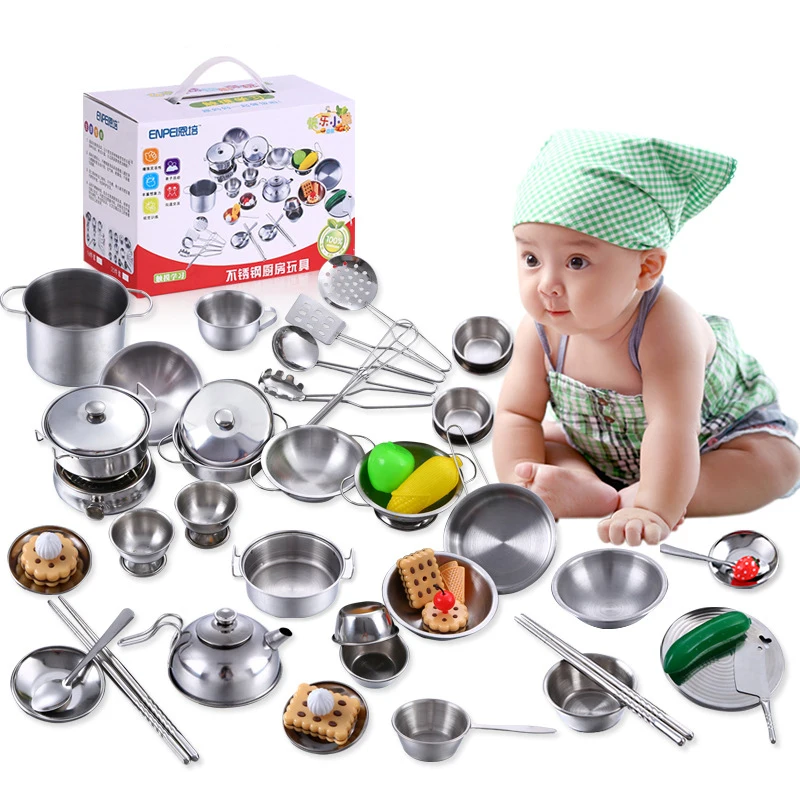 25 шт из нержавеющей стали детский дом кухонные игрушки кухонная посуда дети ролевые игры кухня Playset-серебряные фигурки