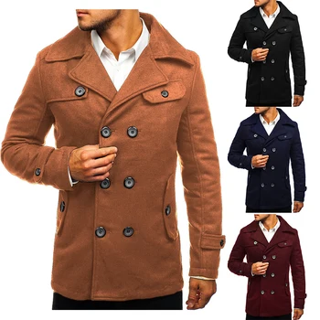 

Winter Trench Coat Men England Style Long Section Jacket Men High Grade Woolen Slim Lapel Male Windbreaker Pure Color Overcoat