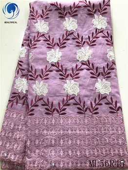 

BEAUTIFICAL Cotton african fabrics Beautifiul embroidery voile lace fabric for dress cotton nigerian lace fabric 5yards ML56R45