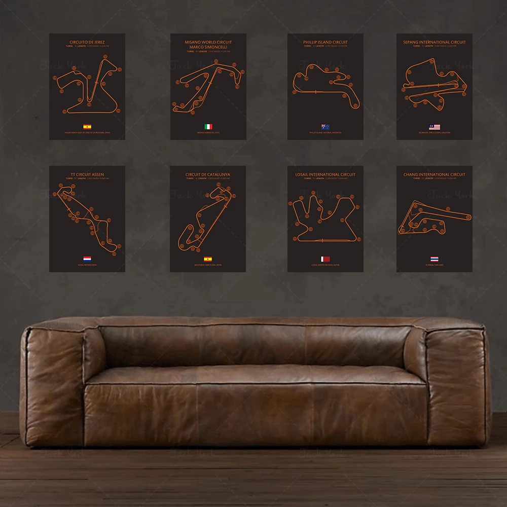 

Art Decor Racing Circuit Black Wall Art Canvas Painting Silk Poster