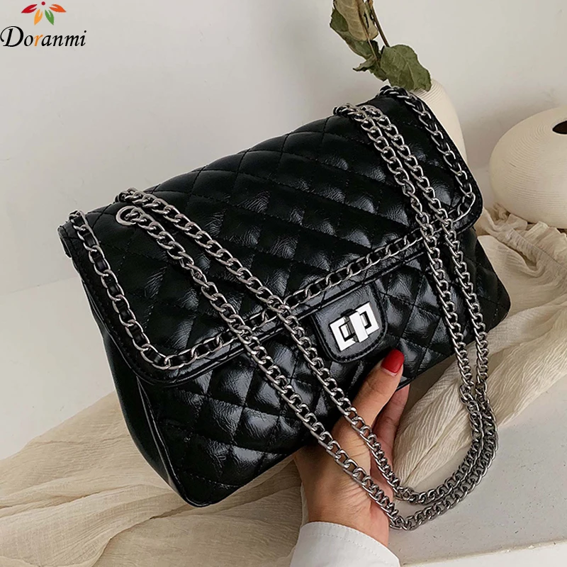 DORANMI Классические со стразами наплечник сумка для женщин цепь аппликации сумочка роскошный бренд дизайн сумка через плечо кожа Bolso Mujer BG059