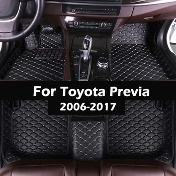 

leather Car floor mats for Toyota Previa five seats 2006-2013 2014 2015 2016 2017 Custom auto foot Pads automobile carpet cover