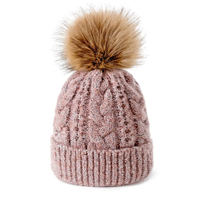 New Women's Hat For Women Winter Warm Knit Solid Color Wool Cap Warm Women's Skullies Beanies Hat Knitted Hats Casual Cap - Цвет: a