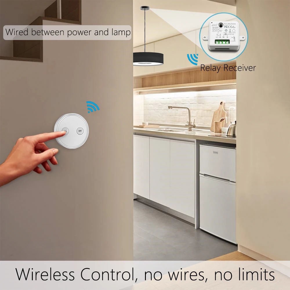 Remote Control Wireless Light Switch With Tiny Relay Module 2500w