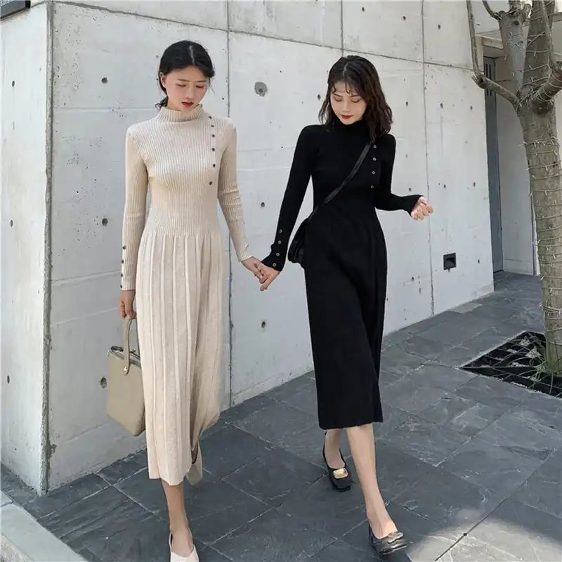 midi black sweater dress