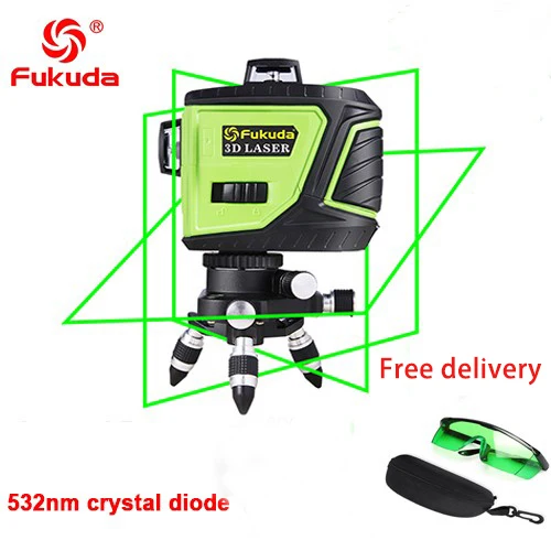 3GJ 532nm green 1 Фукуда бренд 12 линии 3D MW-93T-3GX лазерный уровень наливные 360 горизонтальный и вертикальный крест супер мощный зеленый лазер луч линии - Цвет: 3GJ 532nm green 1