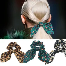 

Fashion Leopard Scrunchie Hair Rope Elegant Bow Shape Rubber Band For Women Girls Elastic Hair Bands Hair Accessoires Wholesale