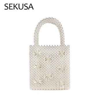 

Luxury Crystal Evening Clutch Bag Lady Elegant Wedding Purse New Women Oval Shaped Pearl Beaded Handbag Party Rhinestones Pearl