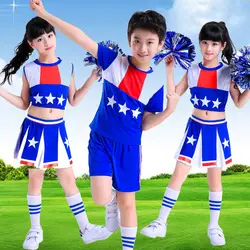 Детская одежда для сцены танцевальные костюмы ученическая школьная форма, принт со звездой, Бейсбол костюмы для болельщиц Юбка для девочек