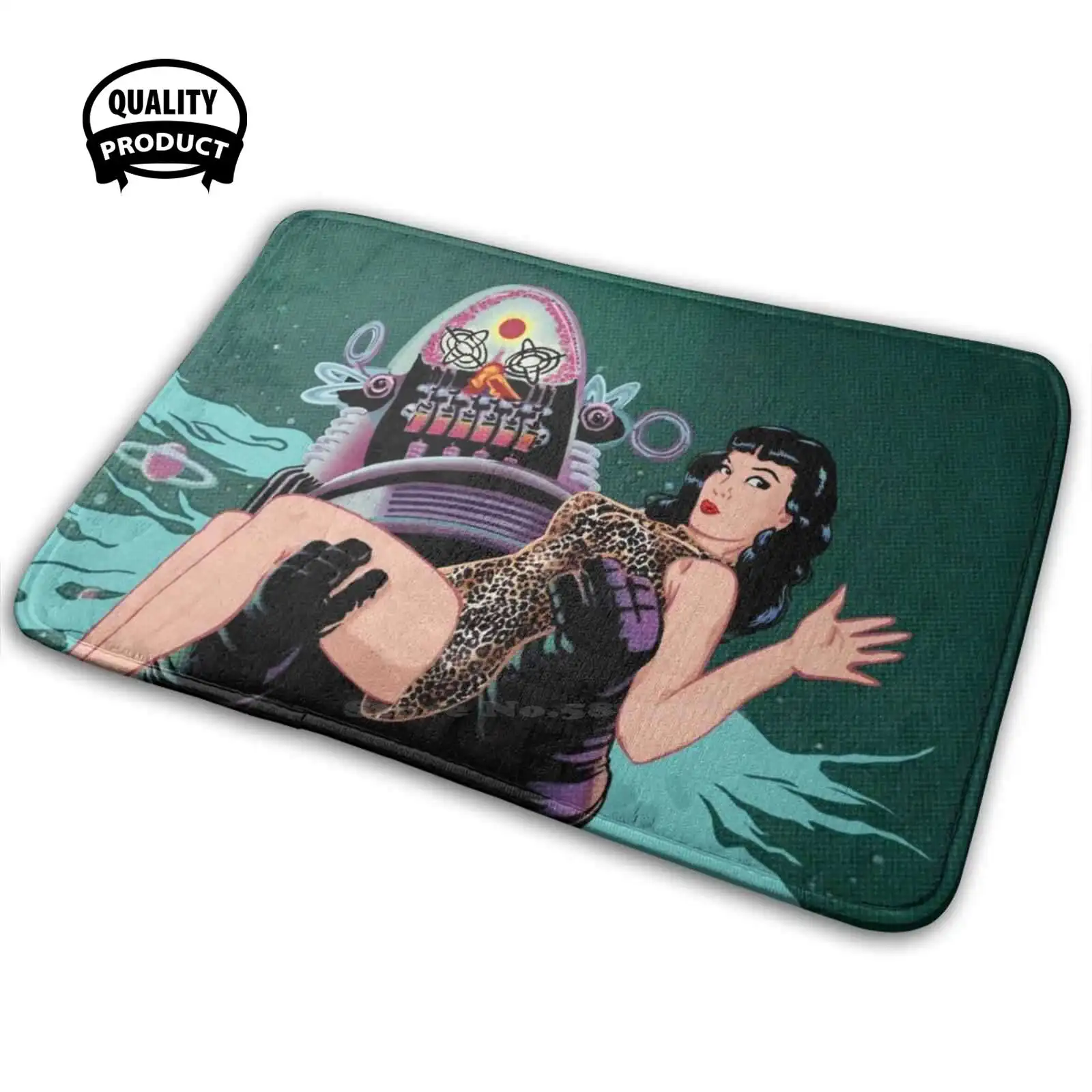 Robby E Bettie Soft Interessanti Room Goods Tappeto Tappeto Robby The Robot Roby Robot Bettie Page Fantascienza Vieted
