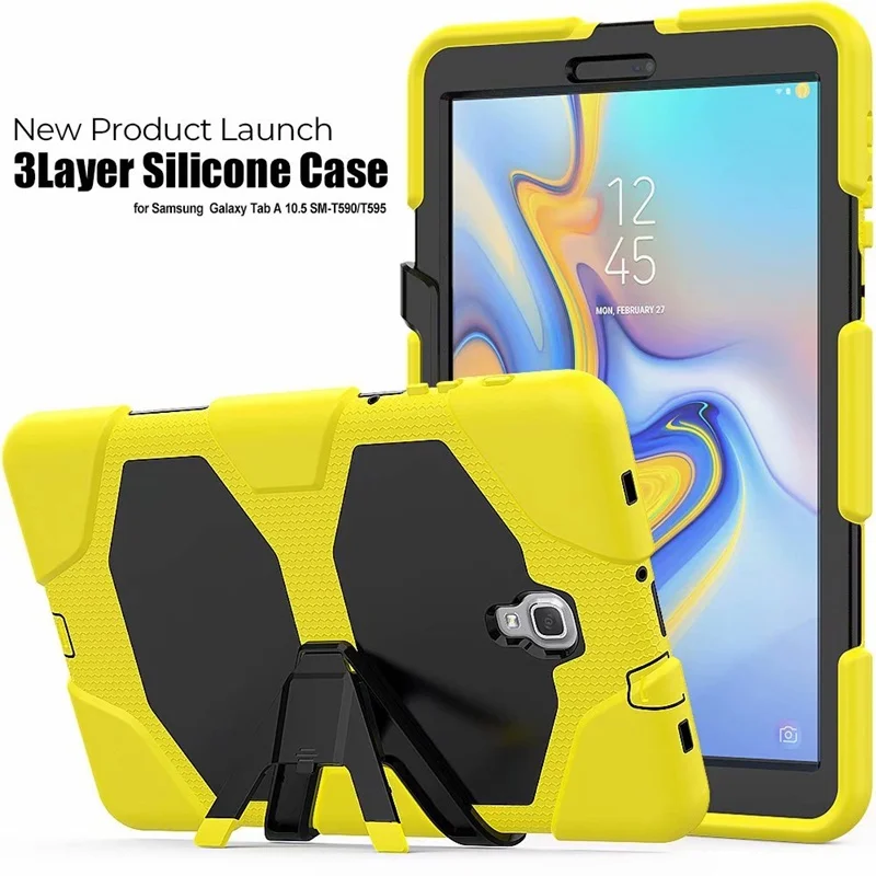 Yellow Чехол для Samsung Galaxy Tab A 10,5 SM-T590 T595 T597 чехол для детей безопасный резиновый силиконовый противоударный Броня Жесткий чехол с подставкой - Цвет: Yellow